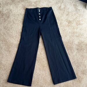 Reformation Black High-Rise Button-Front Pants